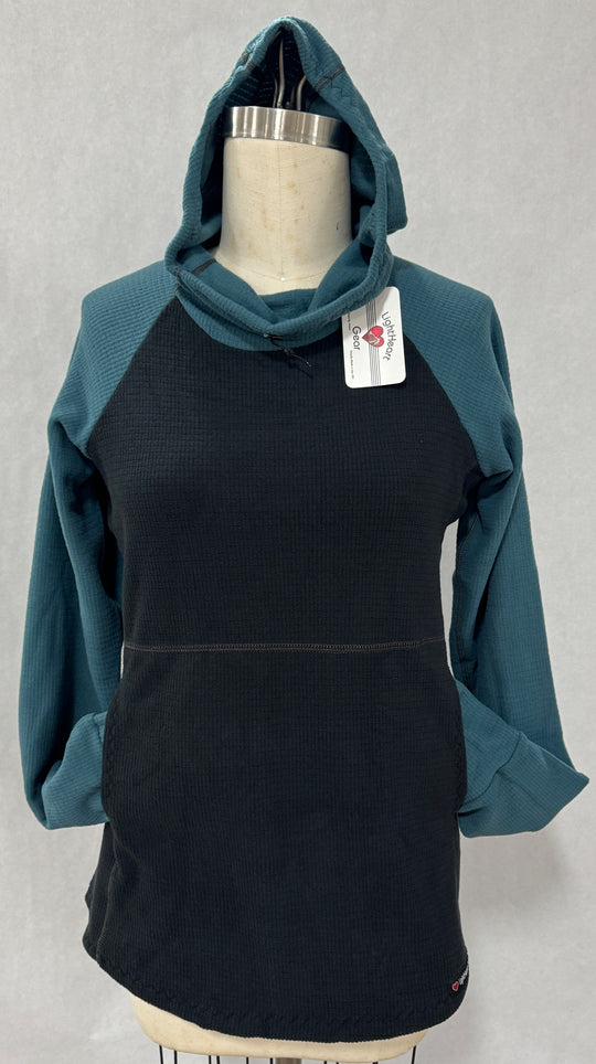 Women's Fleece Hoodie -  Black w/ Moroccan sleeves & hood