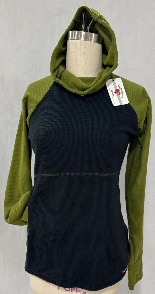 Women's Fleece Hoodie -  Black w/ Olive sleeves & hood