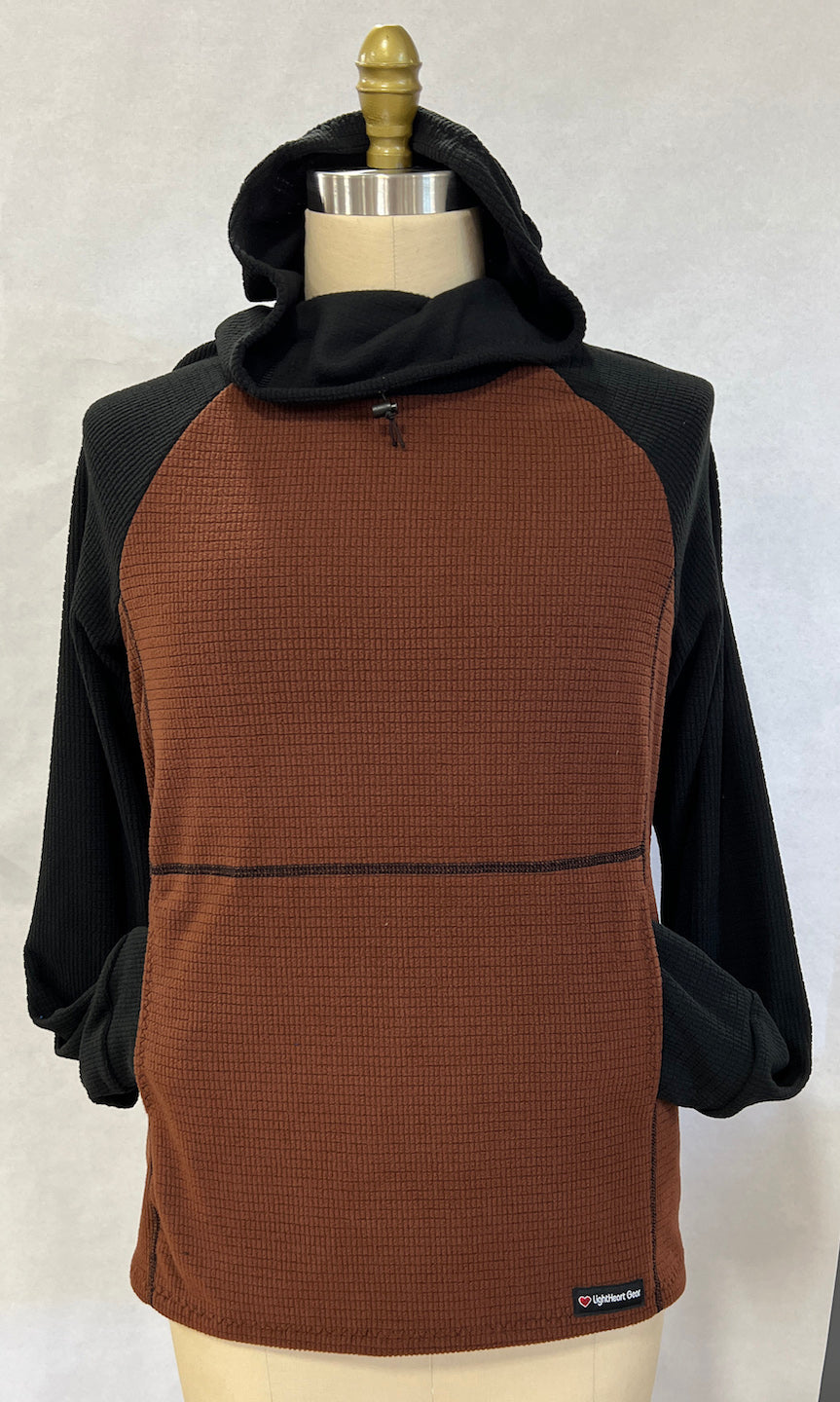 Women's Fleece Hoodie Brown w/ Black sleeves & hood LightHeart Gear
