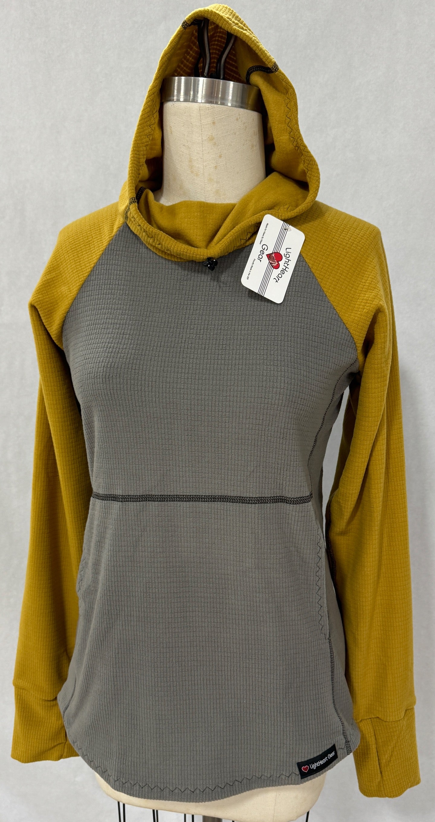 Men's Hoodie Gray w/ Mustard sleeves & hood LightHeart Gear