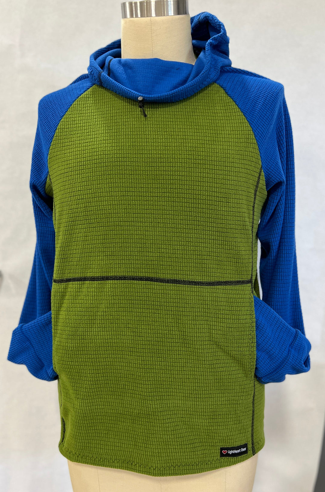 Men's Hoodie - Green w/ Blue sleeves & hood