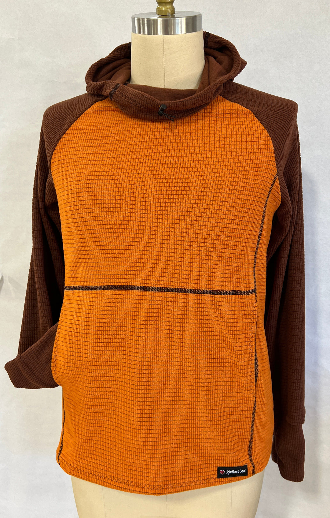Women's Fleece Hoodie -  Orange w/ Brown sleeves & hood