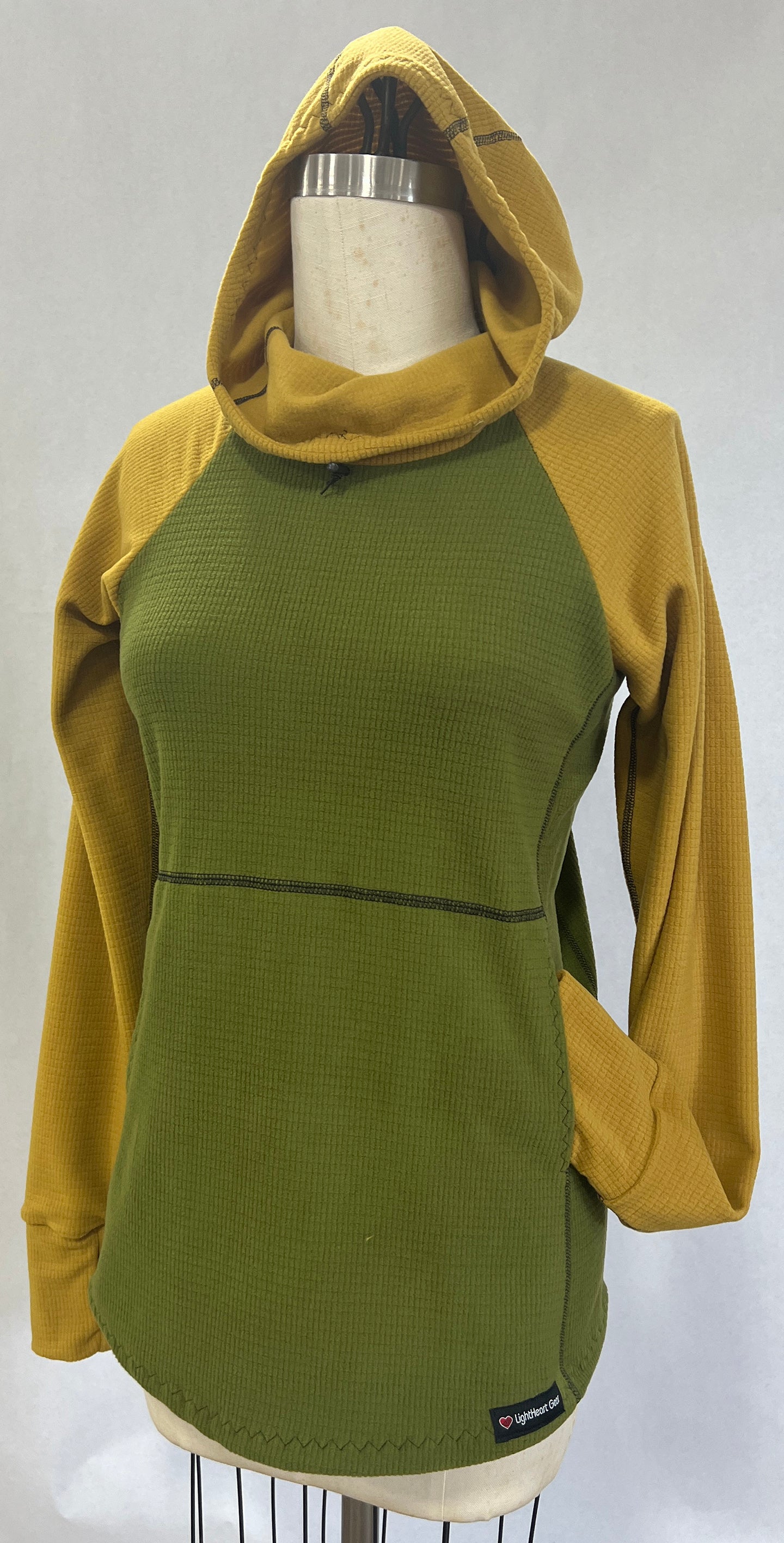 Men's Hoodie Olive w/ Mustard sleeves & hood LightHeart Gear