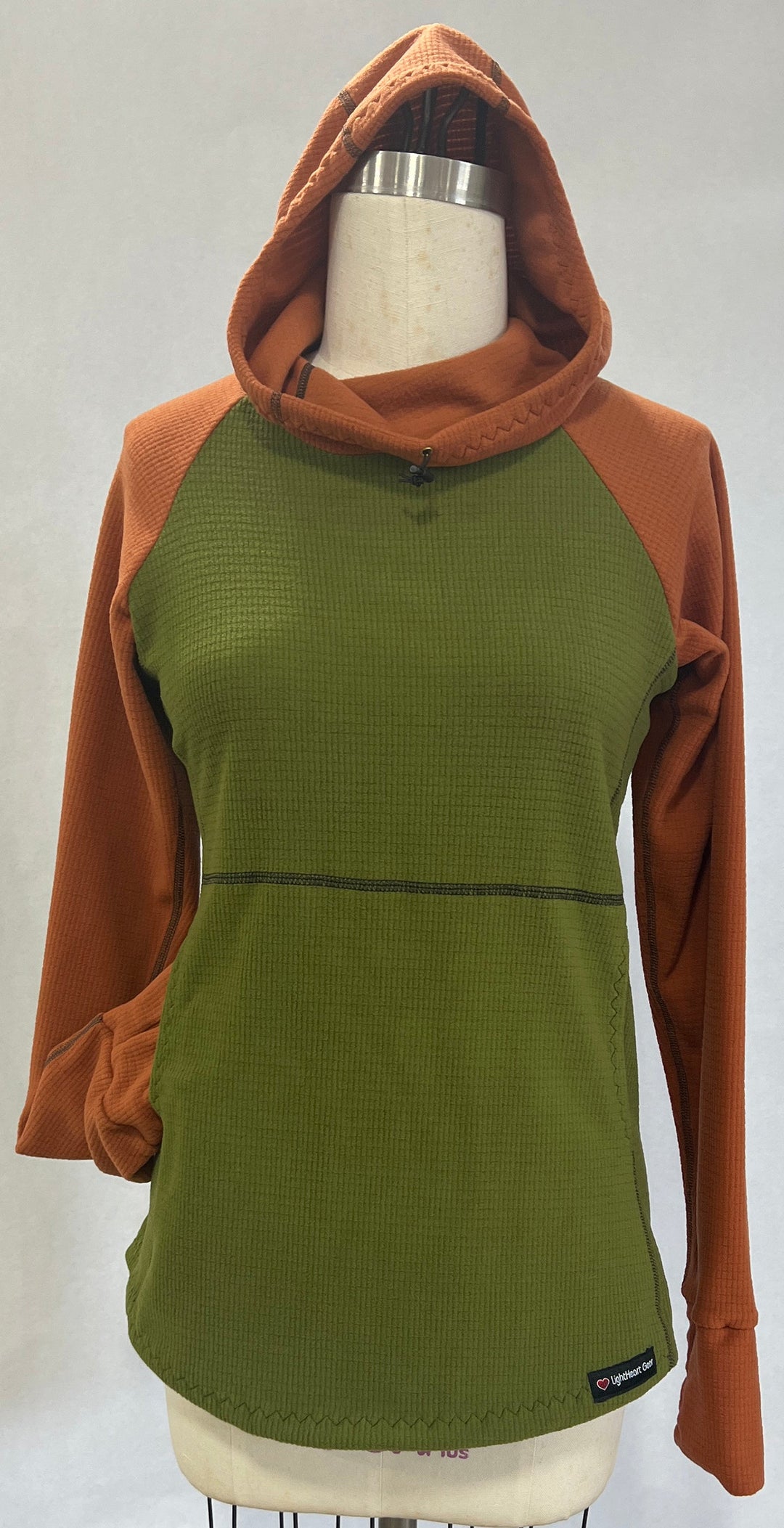Women's Fleece Hoodie -  Olive w/ Terracotta sleeves & hood