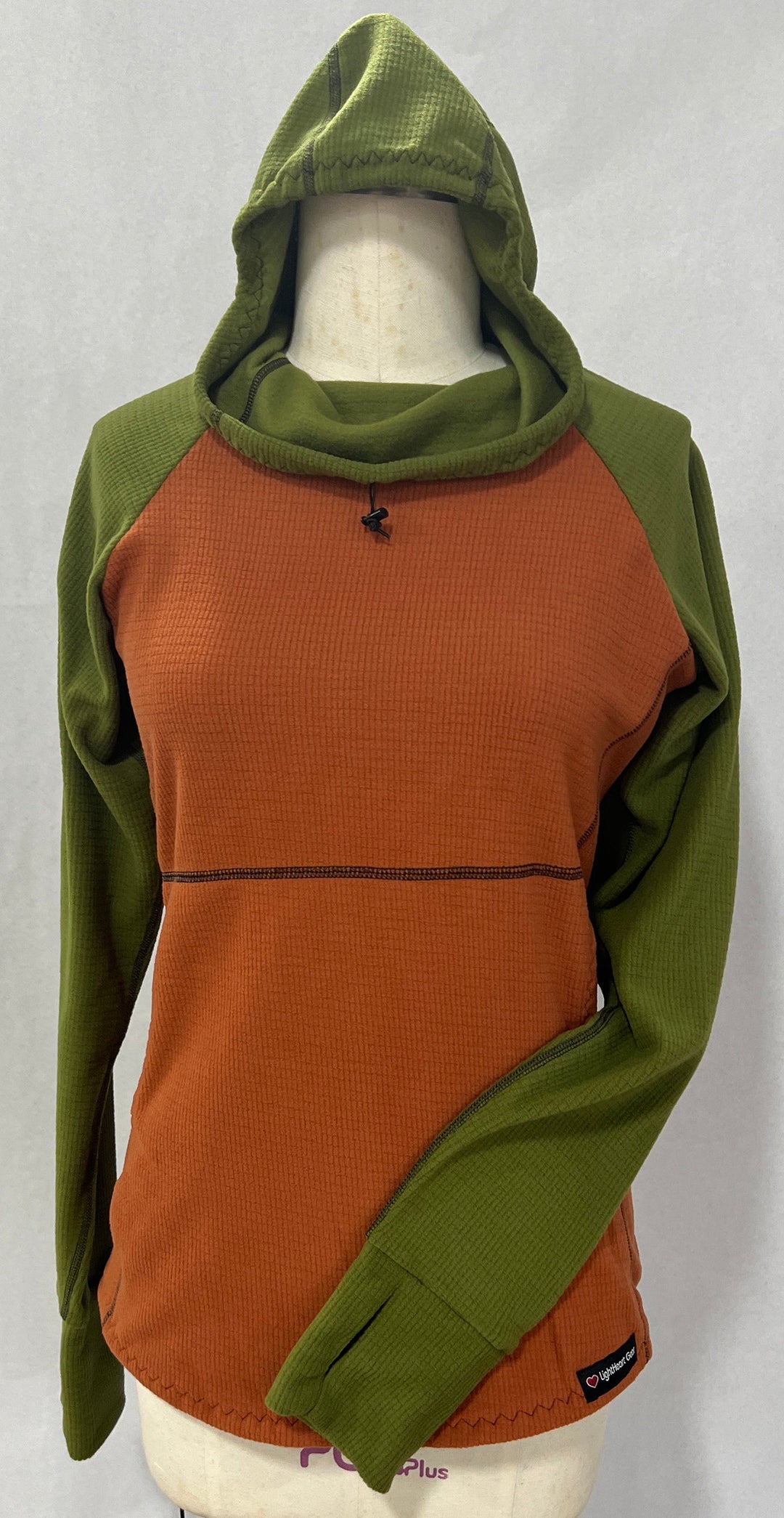Women's Fleece Hoodie -  Terracotta w/ Olive sleeves & hood