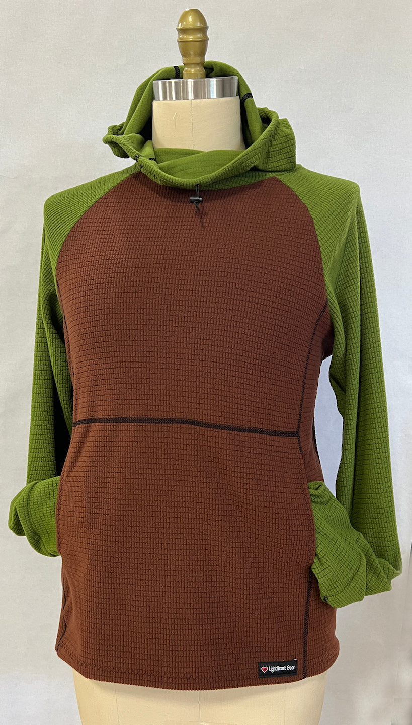 Brown w/ Green sleeves & hood