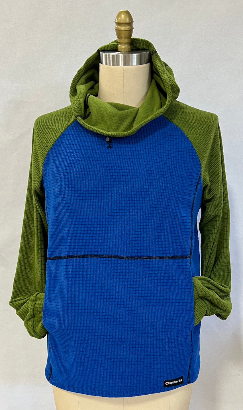 Women's Fleece Hoodie -  Blue w/ Green sleeves & hood