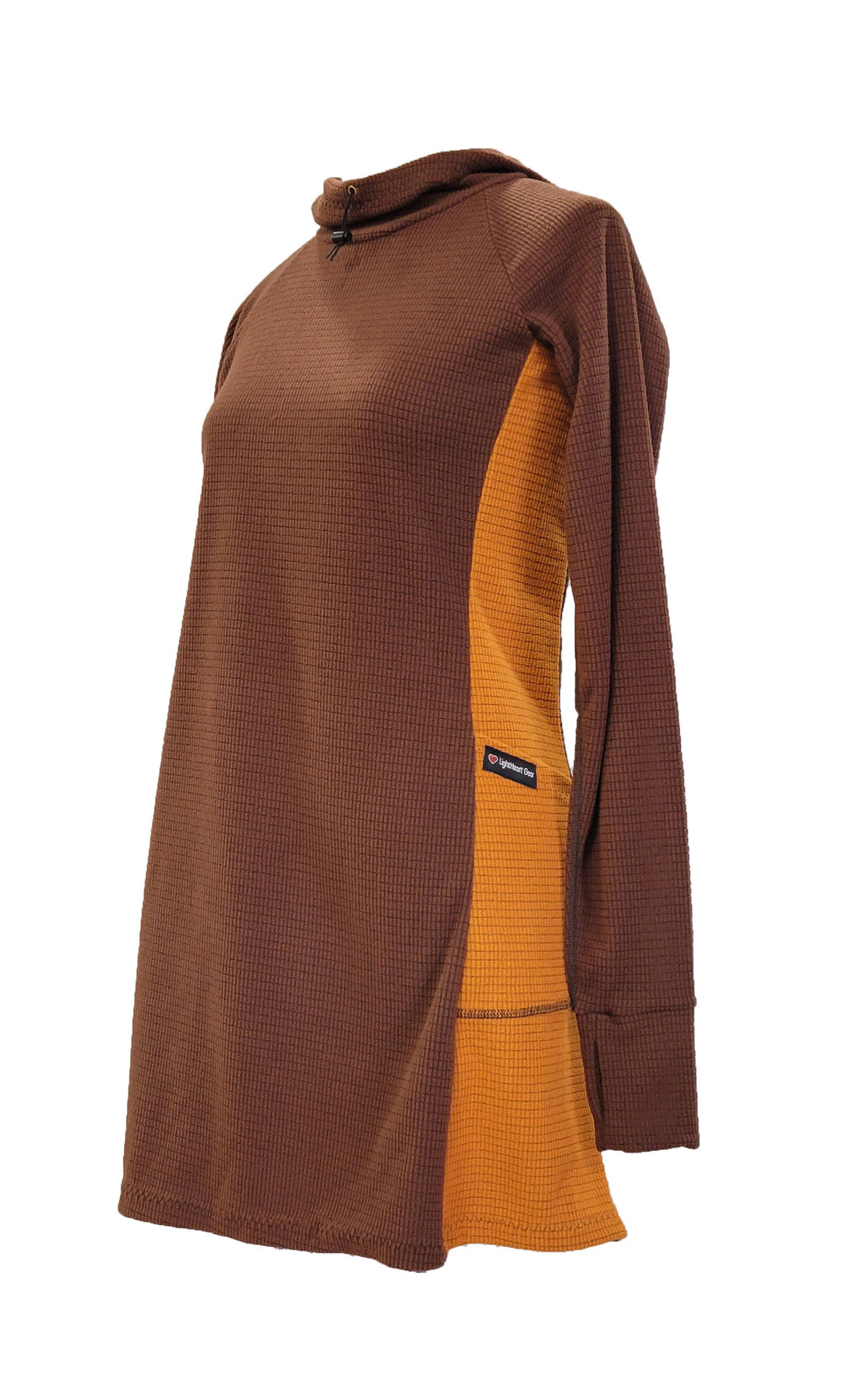 Fleece dress - Brown & Orange sides