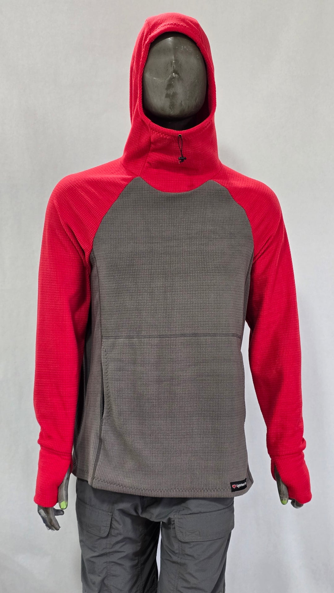 Women's Fleece Hoodie -  Gray w/ Red sleeves & hood