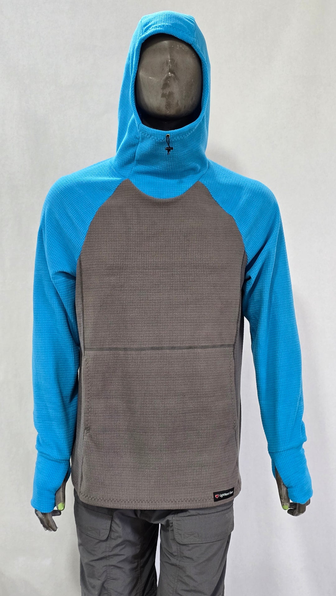 Women's Fleece Hoodie -  Gray w/ Sky Blue sleeves and hood