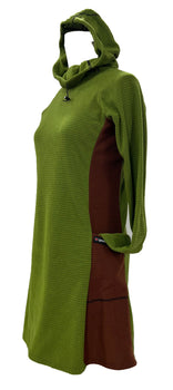 Fleece dress - Green & Brown sides