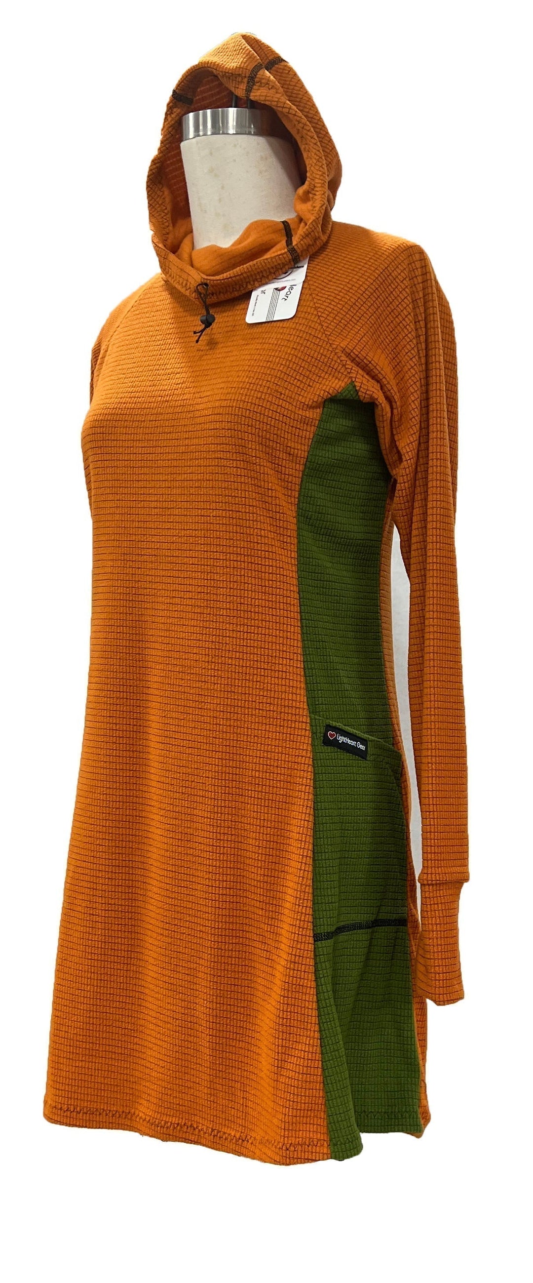 Fleece dress - Orange & Green sides
