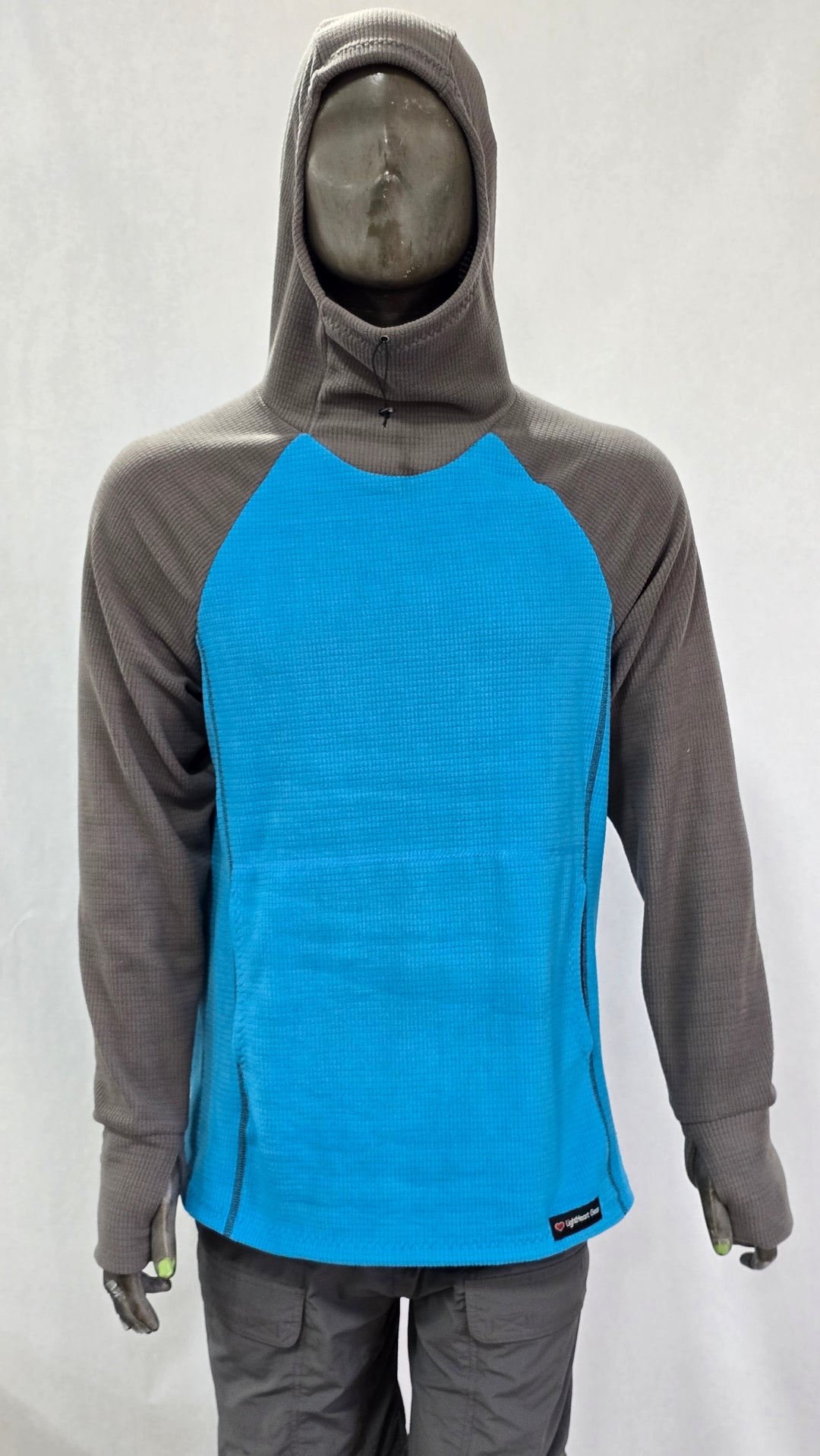 Women's Fleece Hoodie -  Sky Blue w/ Gray sleeves and hood