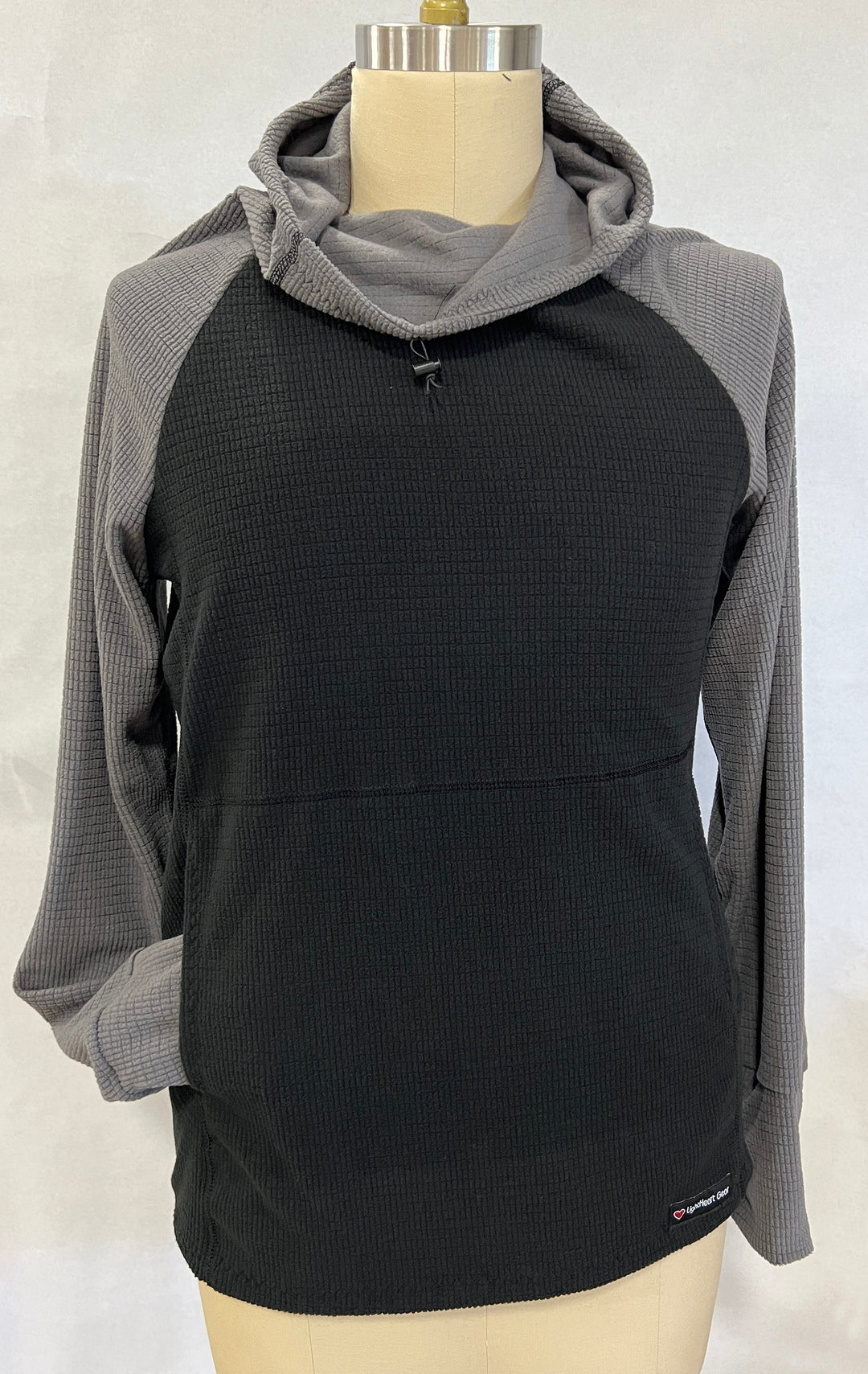 Women's Fleece Hoodie -  Black w/ Gray sleeves & hood