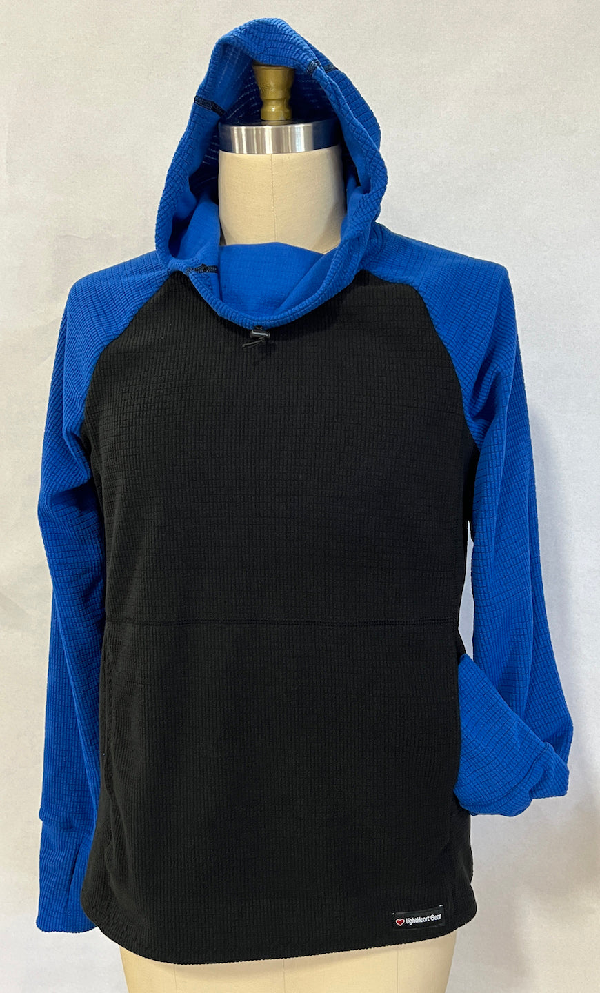 Women's Fleece Hoodie -  Black w/ Blue sleeves & hood