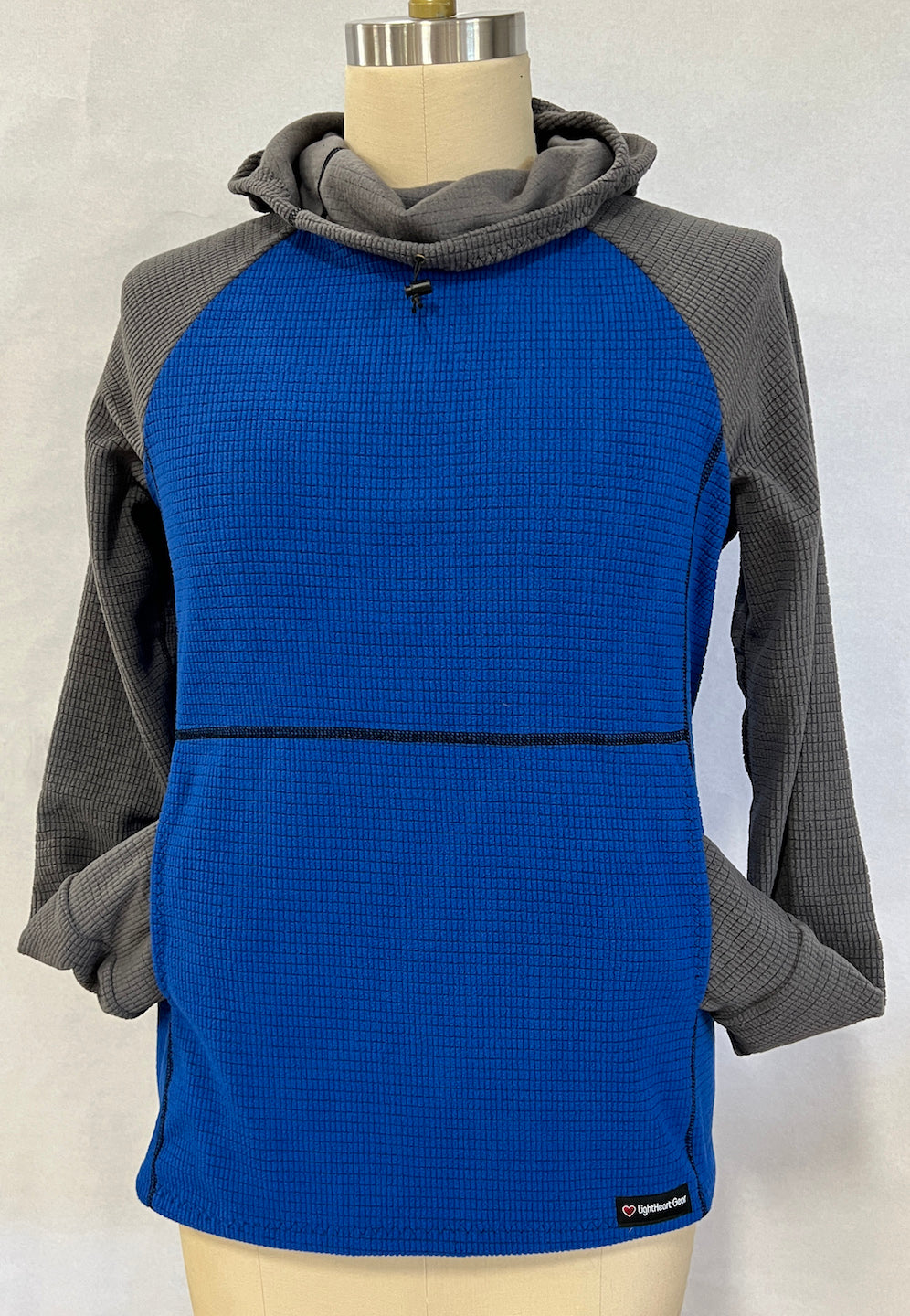Women's Fleece Hoodie -  Blue w/ Gray sleeves & hood