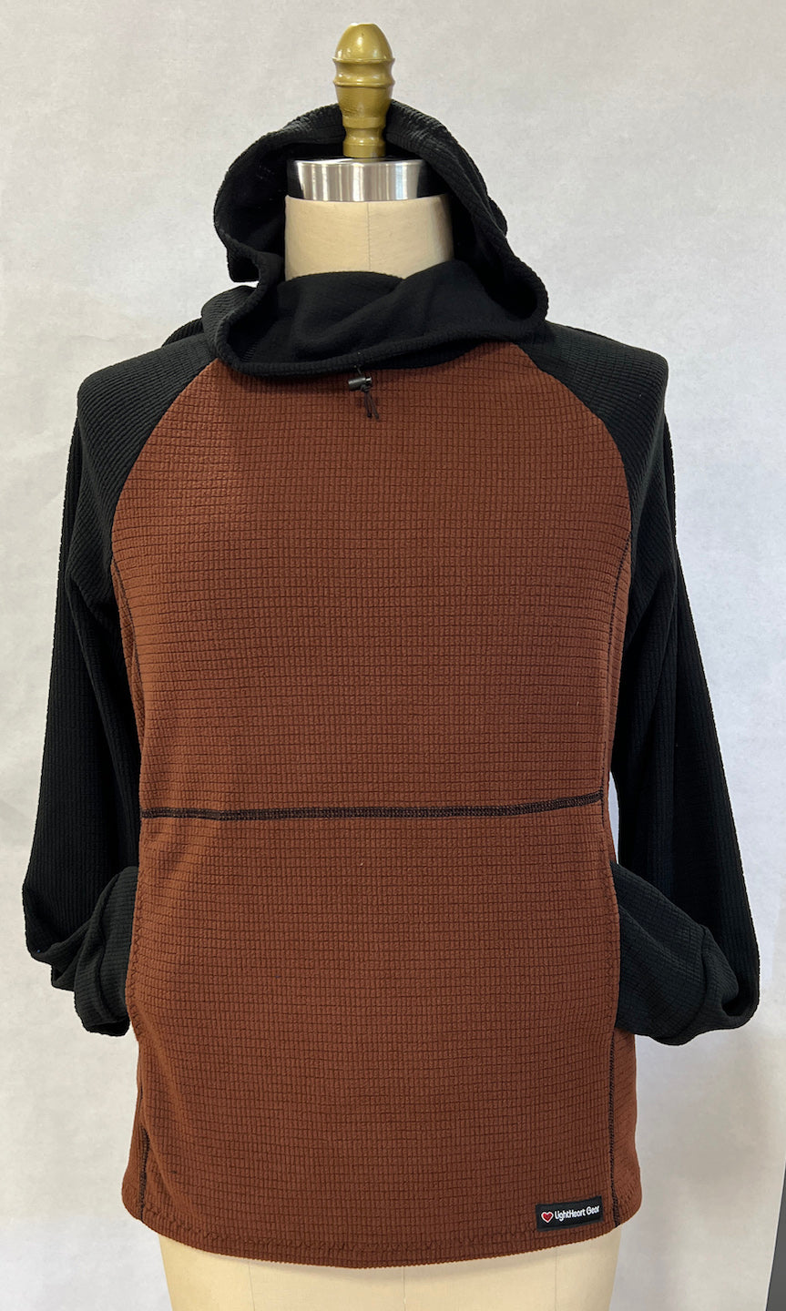 Women's Fleece Hoodie -  Brown w/ Black sleeves & hood