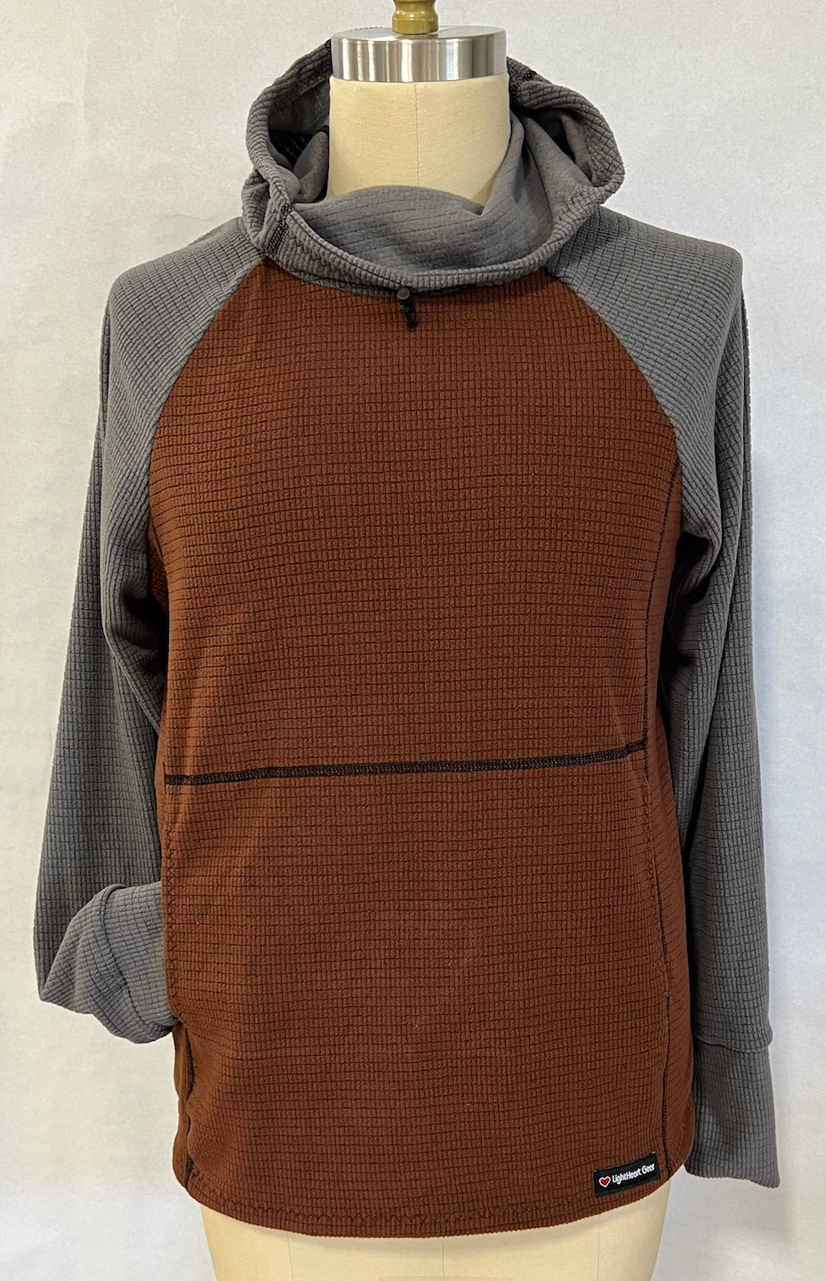 Women's Fleece Hoodie -  Brown w/ Gray sleeves & hood