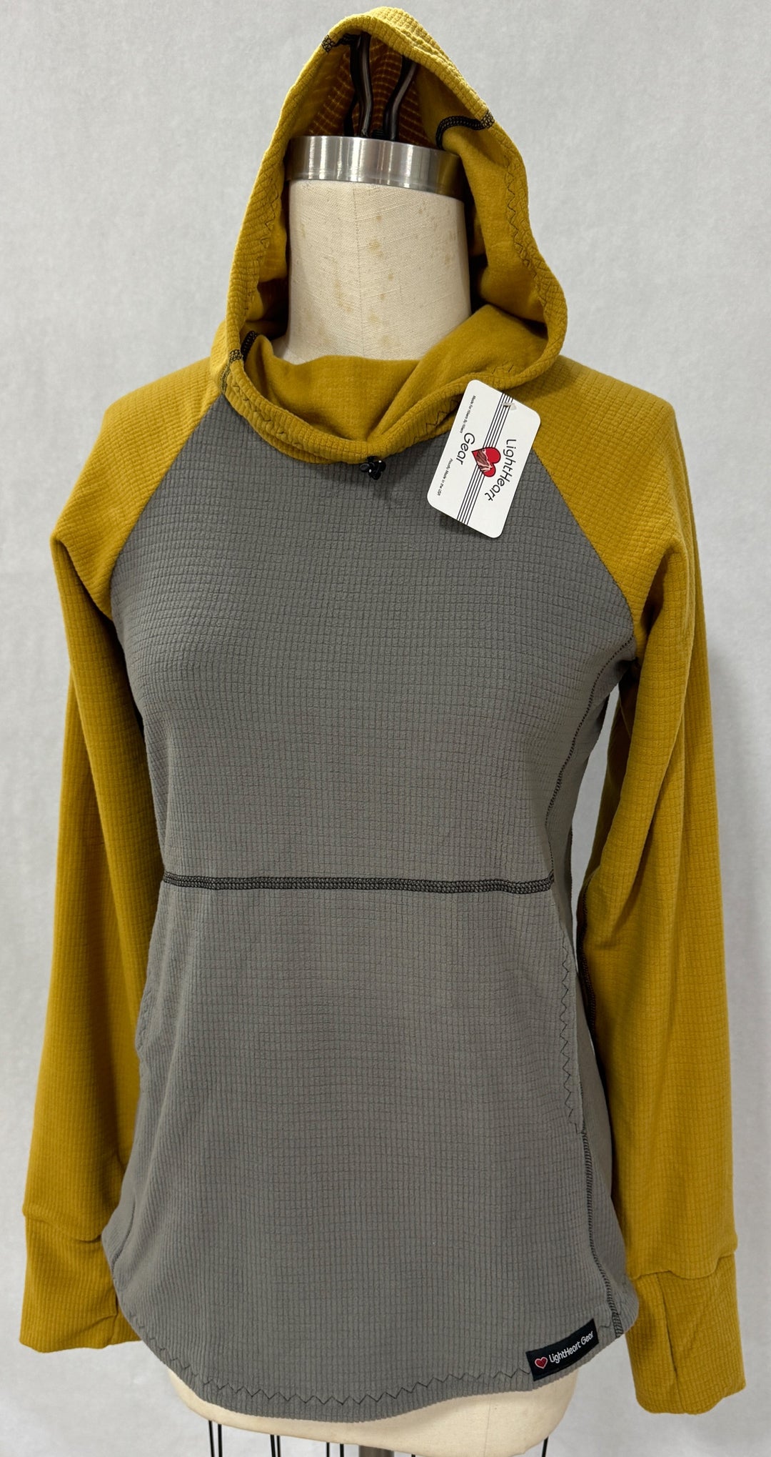 Men's Hoodie - Gray w/ Mustard sleeves & hood