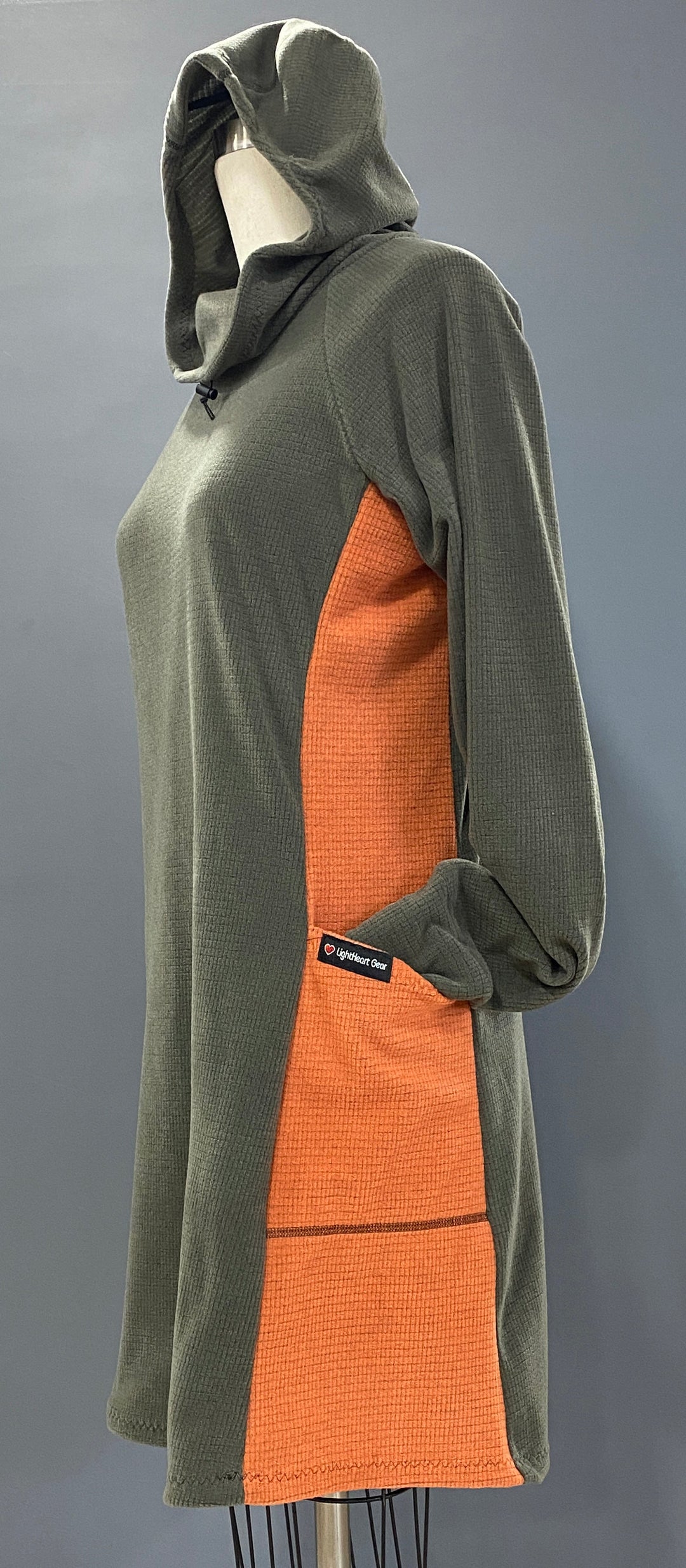 Fleece dress - Charcoal Gray w/ Burnt Orange
