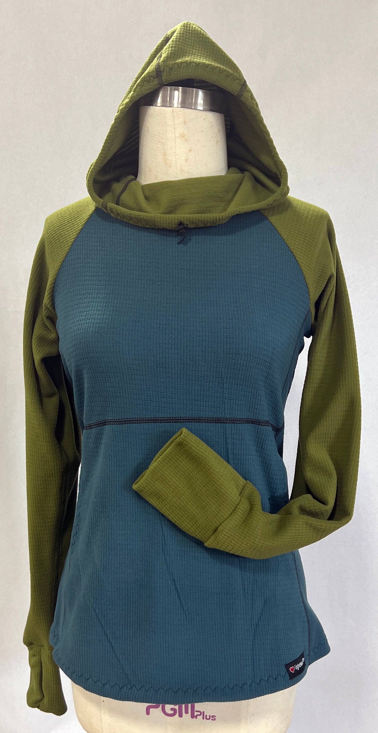 Melanzana Women’s Microgrid Hooded Fleece Sweatshirt Green/Gray Size Large high quality