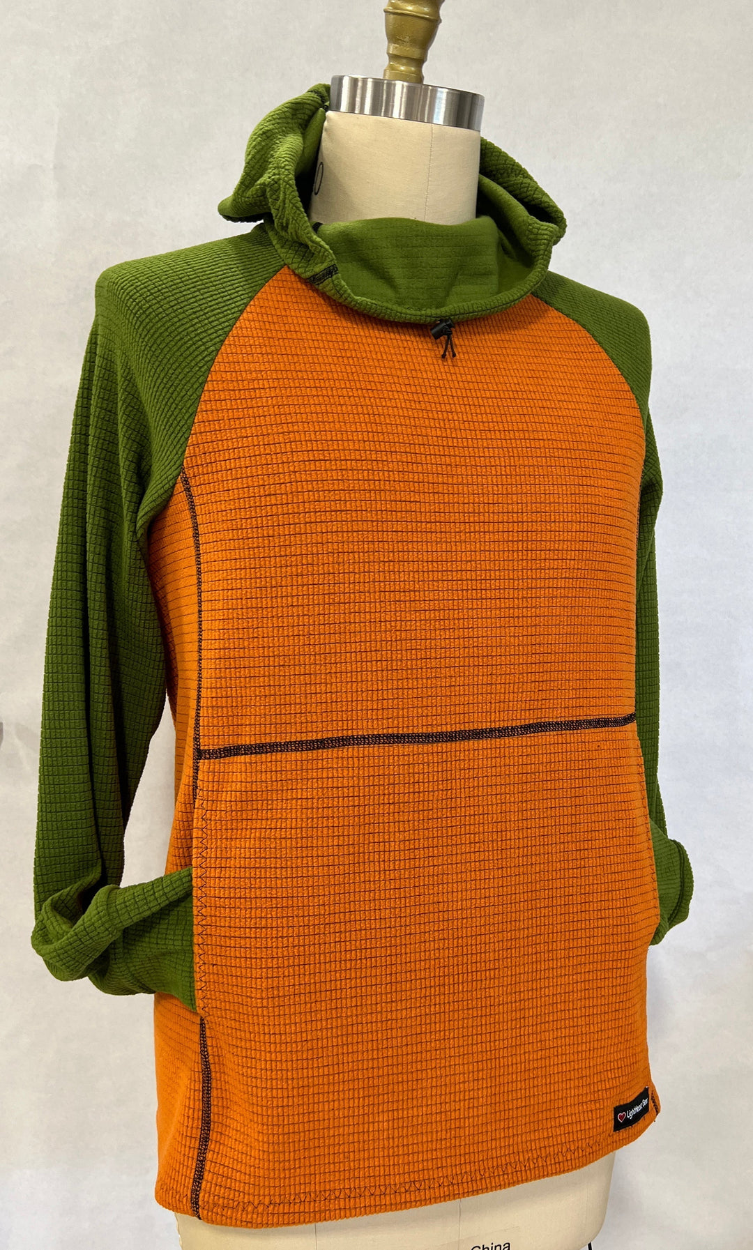 Women's Fleece Hoodie -  Orange w/ Green sleeves & hood