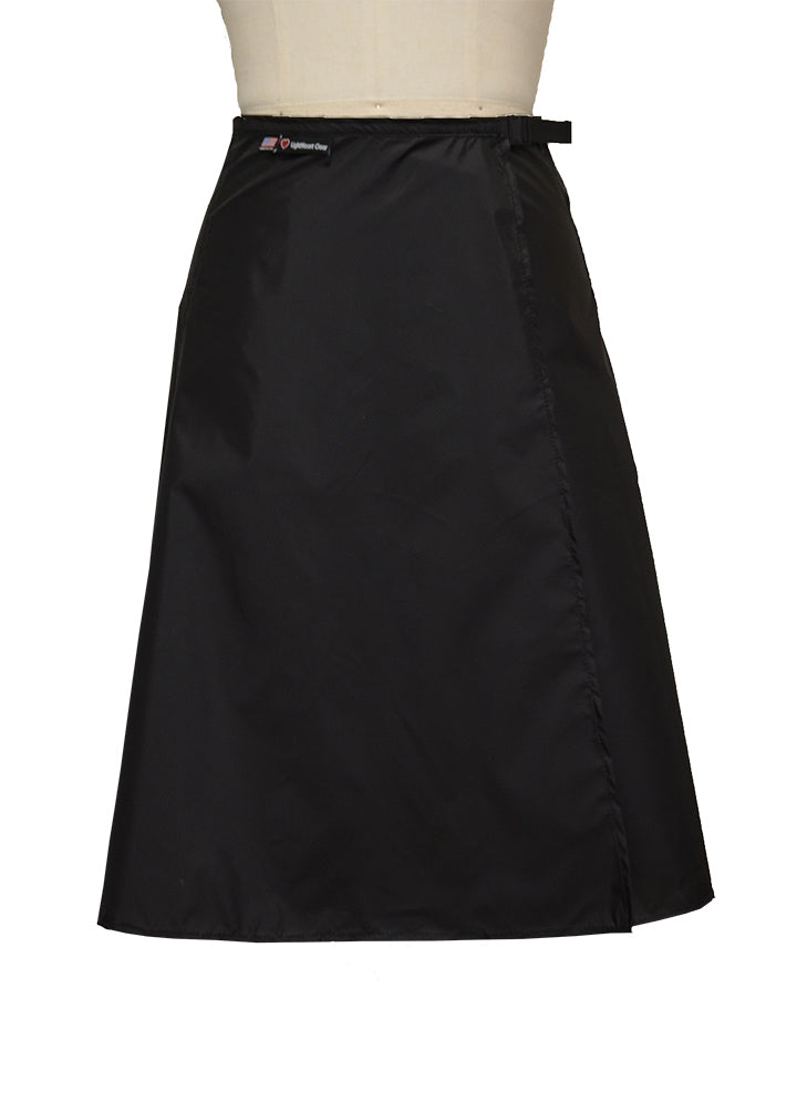 Black ultralight rain skirt product photo.