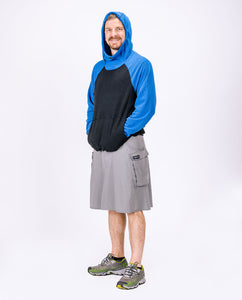 Hiking skirt for men featuring multiple cargo pockets.
