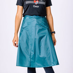 Steel blue a-line rain skirt.